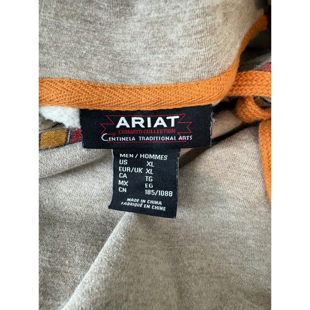 Ariat Chimayo Centinela Mens XL Hoodie Southwest Pattern Tan Fleece Pullover - Picture 4 of 8
